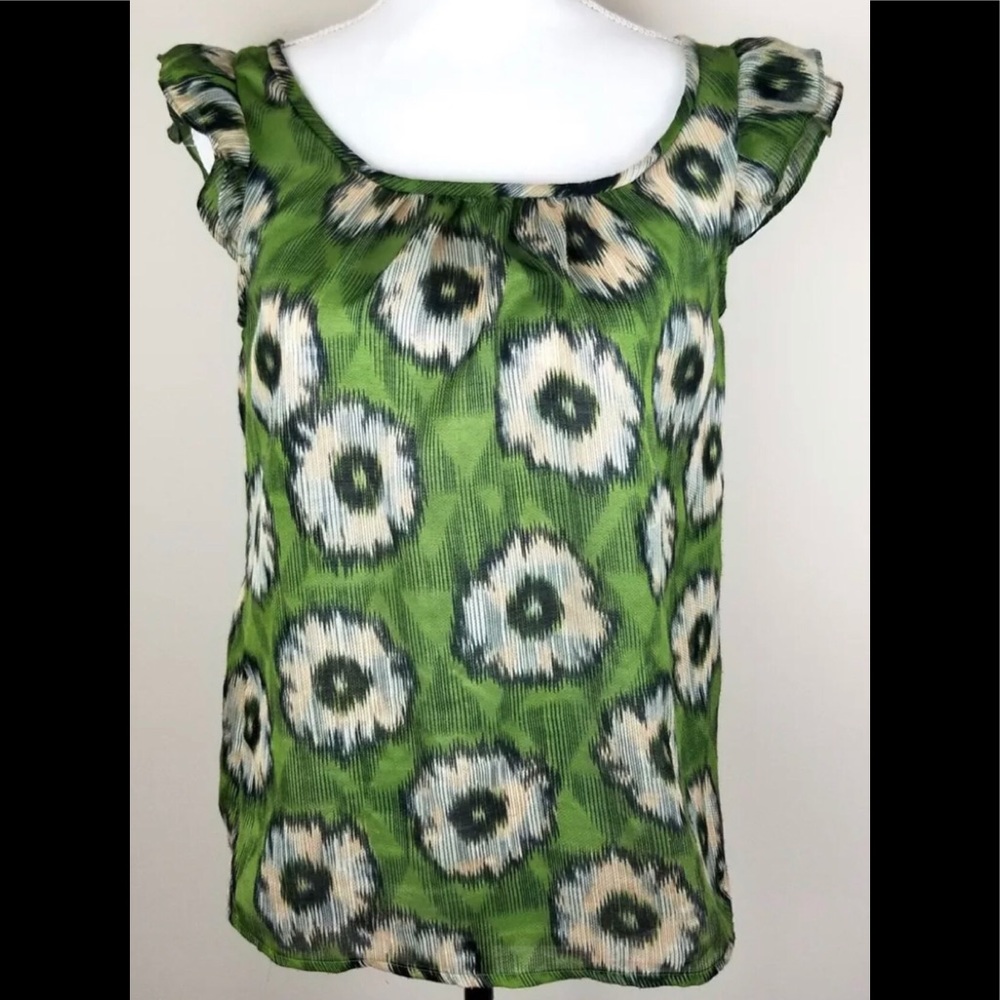 Anthropologie Edme and Esyllte Green Blouse